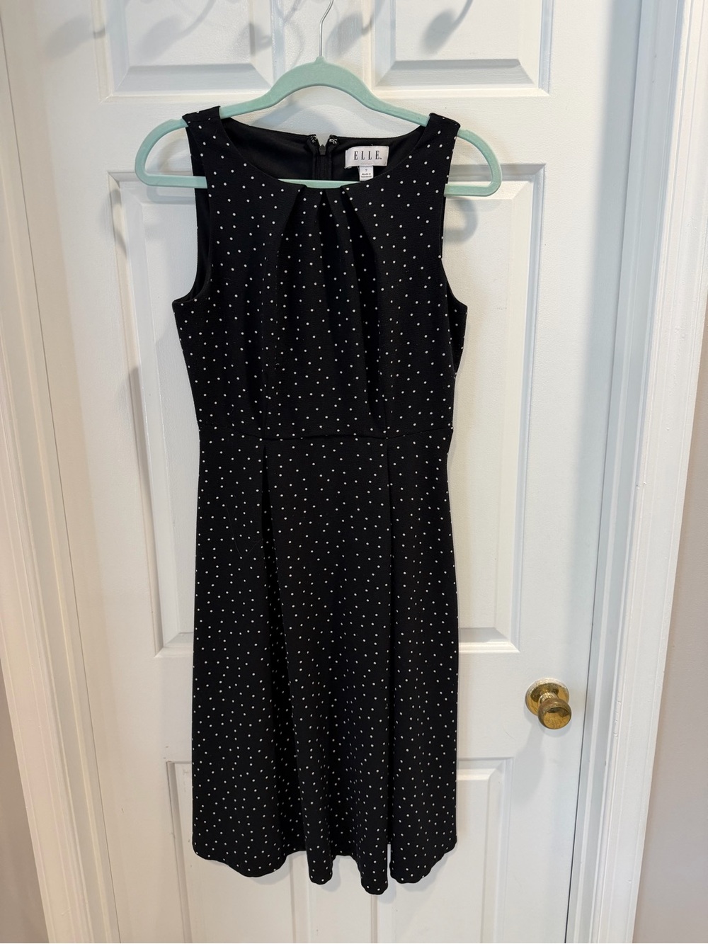 ELLE Black Polka Dot Sleeveless Dress Sz 2